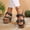 BLACK, variant on Wedge Heel Sandals for Women, Double Buckle Slip-On Espadrilles with Platform and Cushioned Sole for Summer
