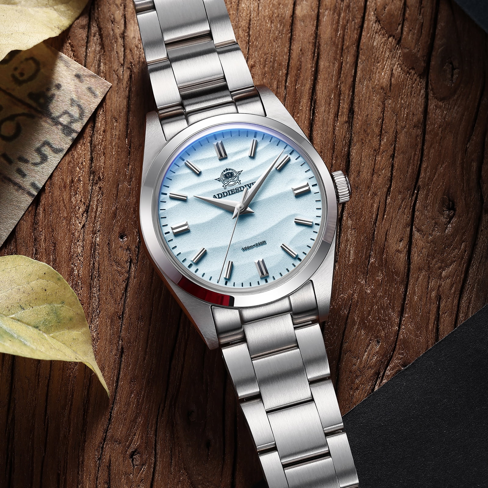 ADDIESDIVE Quartz Watch for Men 36mm 100m Waterproof Dive Watch VH31 Japanese Movement, 316L Stainless Steel, AD2030