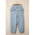 thumbnail image 5 of ZhiHiMeRi Women's Sky Blue Polka Dot Denim Jeans – High Waist, Bow Front Detail for Vacation Style 12, 5 of 12