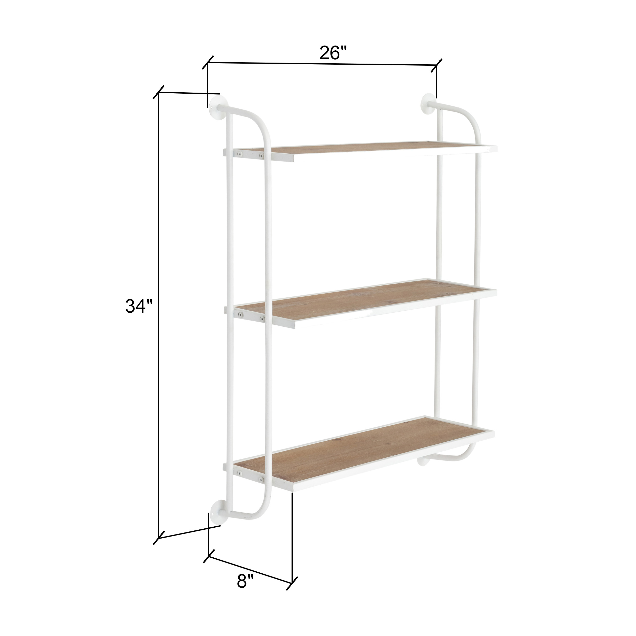 Aspire Home Accents 8 in x 26 in 3-Tier Distressed Floating Shelf