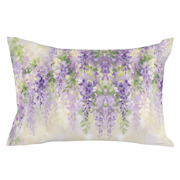 Purple Spring Floral Throw Pillow Cover 20 x 26 Inch Decorative Pillow Cover Elegant Pastoral Flowers Leaves Lumbar Pillowcase Seasonal Rectangle Cushion Case for Couch Sofa Bed Living Room