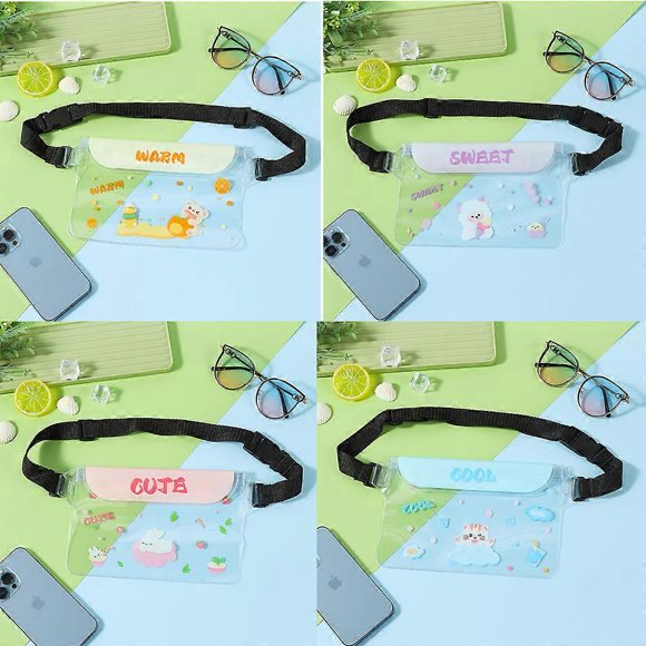 4 pack Waterproof Pouch Bag, Ultra Clear Waterproof Pouch Phone Dry Bag Long Adjustable Waist Strap