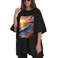thumbnail image 4 of Plus Size Shirt for Women Black Tops for Women Short Sleeves Shirt for Women Seaside (39) T Shirt Oversized Shirt for Women S, 4 of 5