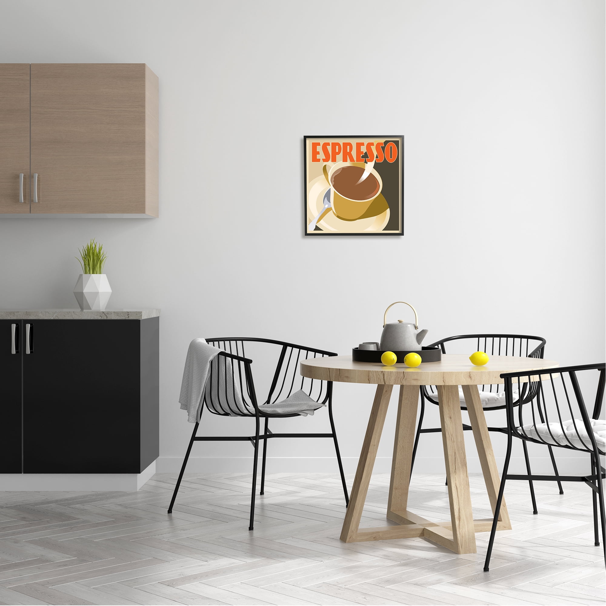 Stupell Industries Vintage Espresso Drink Food & Beverage Painting Black Framed Art Print Wall Art, 17 x 17