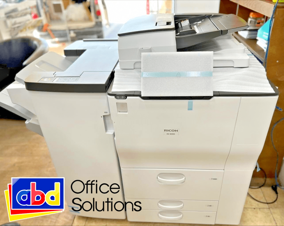 Ricoh IM 8000 IM8000 A3 Monochrome Laser Multi-Function Printer - 80 ppm, Copy, Print, Scan, Stapling Finisher SR4150, Duplex, Network, WiFi, 1200 DPI, 4300 Sheets Capacity