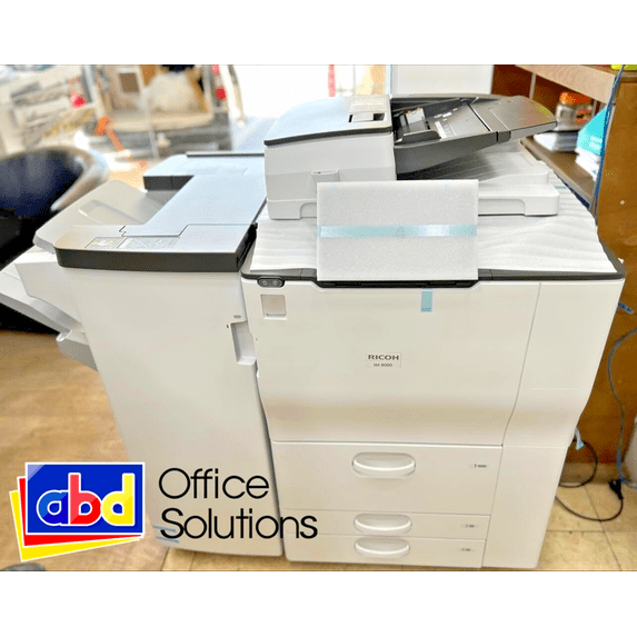 Pre-Owned Ricoh IM 8000 IM8000 A3 Monochrome Laser Multi-Function Printer - 80 ppm, Copy, Print, Scan, Stapling Finisher SR4150, Duplex, Network, WiFi, 1200 DPI, 4300 Sheets Capacity