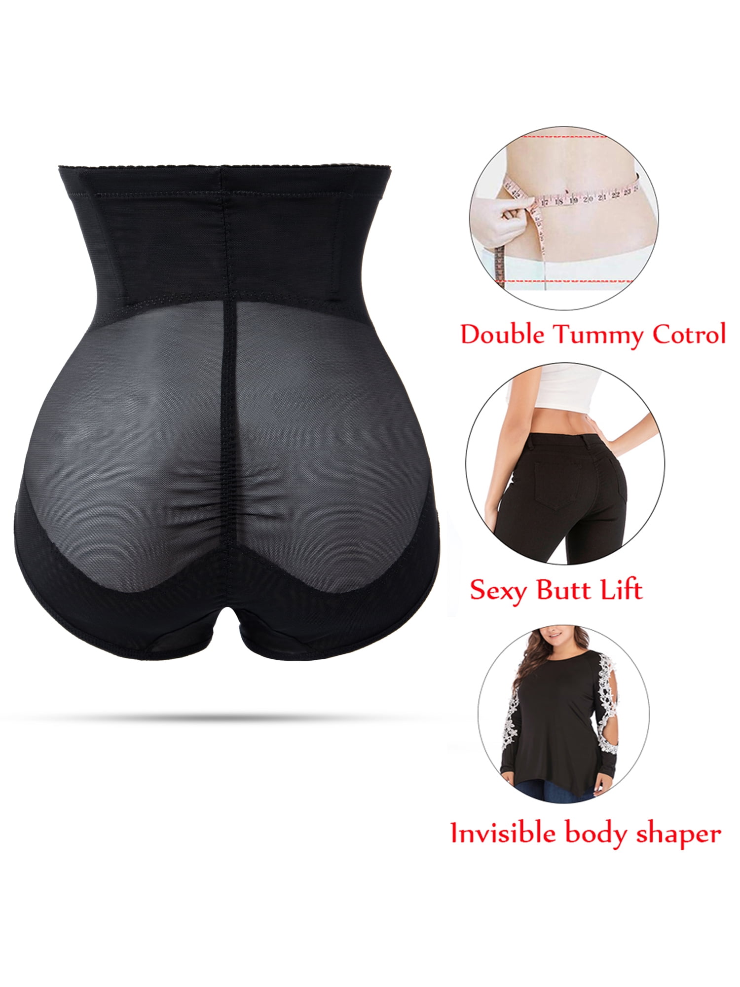 Womens Waist Cincher Body Shaper Trainer Girdle Faja Tummy Control  Underwear Shapewear Butt Lifter Sexy Thong Panties Black Plus Size L-4XL