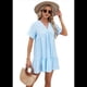 thumbnail image 5 of Vestido de Corta con Escote en V y Volantes en el Bajo, Color Azul , Talla M, 5 of 10