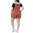 thumbnail image 4 of DARING DIVA Women's Plus Overalls Denim Roll Hem Chambray Shorts Pants 1X Caramel, 4 of 6
