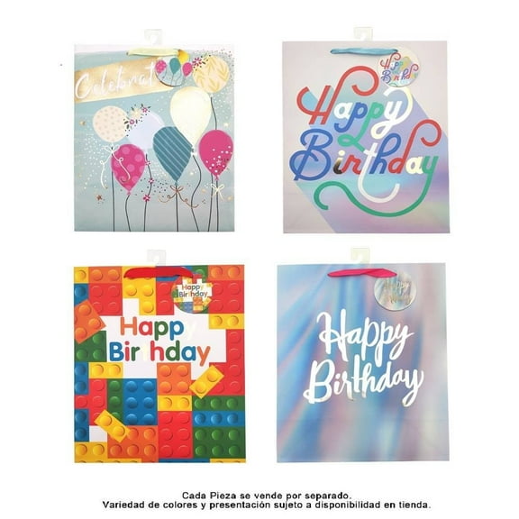 Bolsa de Regalo Prichos Grande Cumpleaños Varios Modelos 1 Pieza