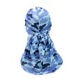 thumbnail image 3 of Gorro tipo bandana de seda con diseño de calavera, de cola larga, transpirable y de imitación de seda. Azul, 3 of 9