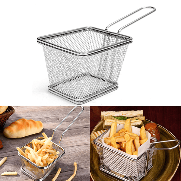 Frying Basket Stainless Steel Mini French Deep Fryers Basket Net Mesh Fries Chip Kitchen Tool