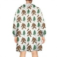 thumbnail image 2 of Wearable Oversized Blanket,White Bigfoot and Tree Pattern Wearable Blanket Hoodie for Adults,Cozy Hooded Blankets with Super Pockets,Super Warm Fuzzy Pullover for Women & Men, 2 of 6