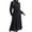 Black, variant on Women's Belted Midi Shirtdress Long Sleeves Dress, Spring Fall Casual Turtleneck Pleated A Line Flowy Dresses, Size S-XL