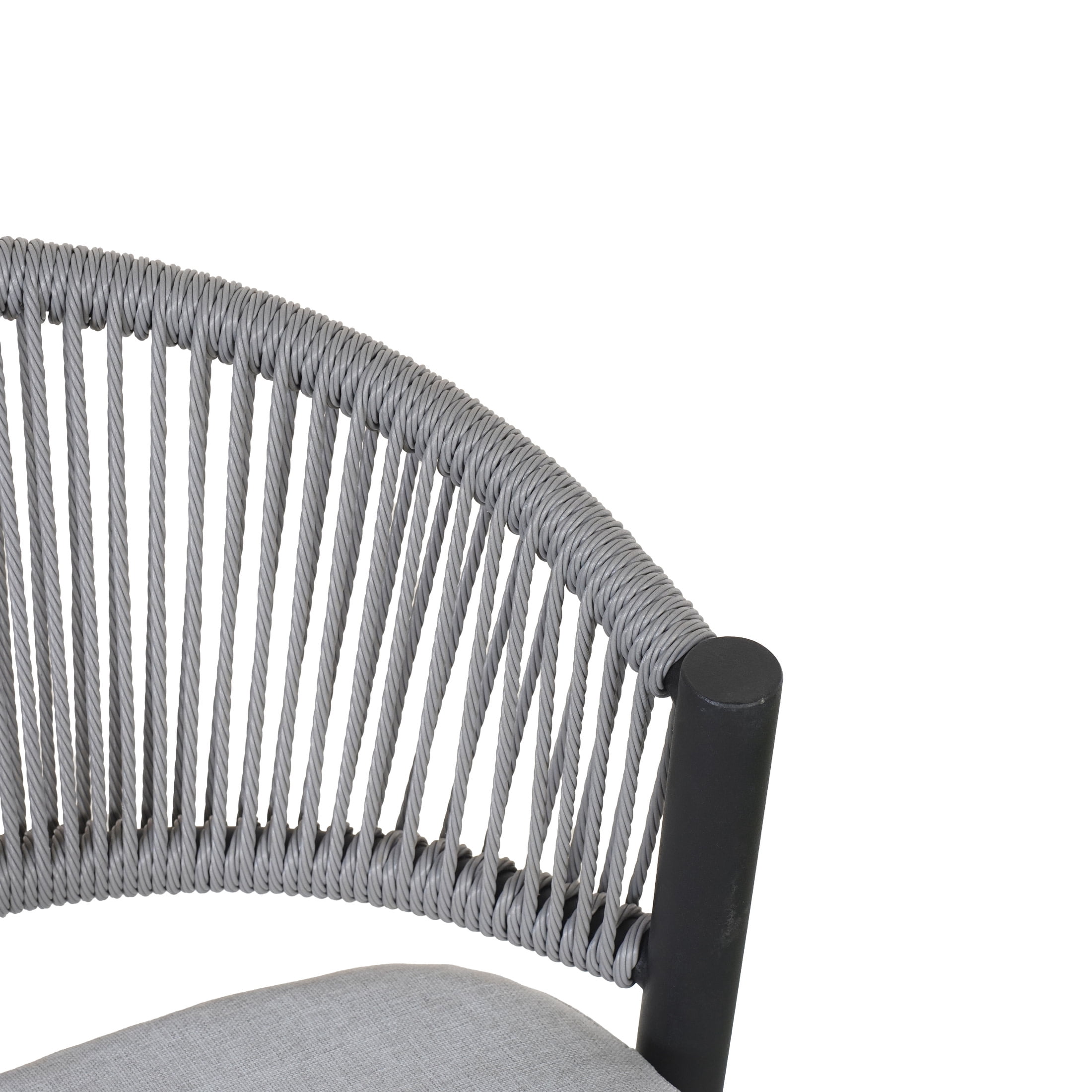 Amara Modern Outdoor Patio 26"H Counter Stools with Wicker Backrest, Iron Frame, Water-Resistant Cushion, Matte Black, Set of 2