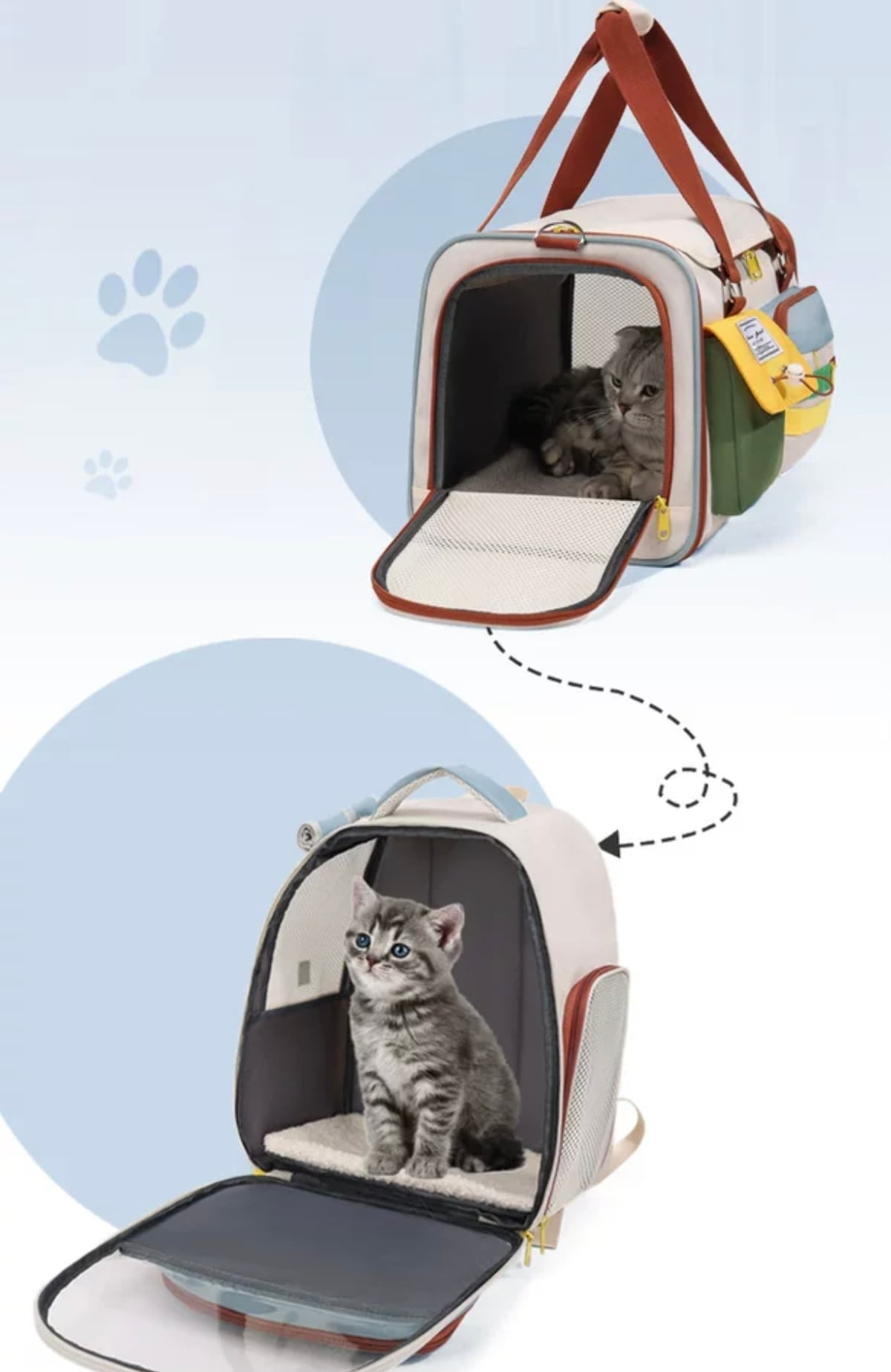 Lando Cat bag Pet Backpack for Cats, Portable Pet Carrier Bag, Comfortable Breathable Large Capacity Single Shoulder Handbag for Pet Accessories