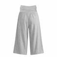 thumbnail image 5 of CAIVO Women Casual Fold Over Waistband Yoga Pants Flowy Gaucho Pants With Pleated Detail Wide Leg Cropped Calf Length Comfort Solid Color Breathable Trousers, 5 of 5