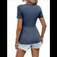 thumbnail image 3 of Camiseta de Verano para Mujer con Cuello en V, Corta y Volantes, Color Azul XL, 3 of 7
