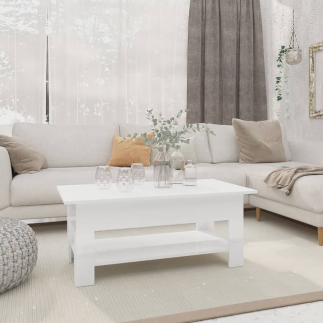 vidaXL Table Basse Blanc Très Lustré 102x55x42 cm Bois d'Ingénierie