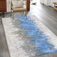 thumbnail image 2 of Area Rug for Living Room, Blue Grey Abstract Non-Slip Indoor Large Carpet for Bedroom/Dining Room, Gradient Geometric Graffiti Modern Art Washable Low-Profile Rectangle Floor Runner Rugs - 4 x 6 Ft, 2 of 8
