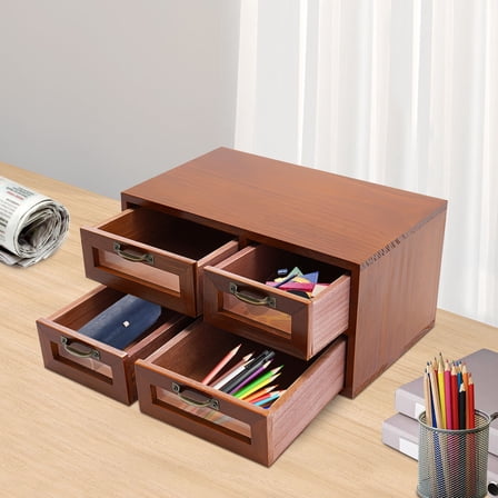 Dark Brown Retro Rectangle Wooden Desktop Storage Cabinet for Craftsmen to Organize Sewing Pins