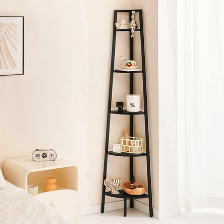 Yoobure 5-Tier Corner Bookshelf with Metal Frame