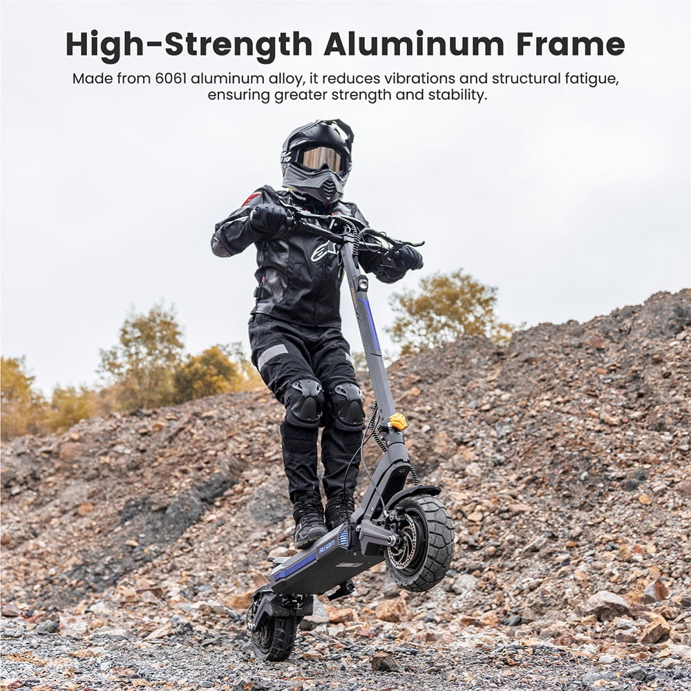 Ausom DT2 Pro Foldable Adults Fast Electric Scooter, 71 Mi Max Operating Range & 42 mph Max Speed, Dual 1100W Motors off Road E-scooter, 297 lbs Load, Gray/Yellow