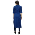 thumbnail image 5 of Bimba Womens Mandarin Collar Blue Kurta Straight Ladies Cotton Kurti Clothing, 5 of 7