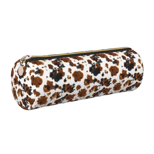 Disketp Cow Tie Dye Estuche Organizador de Lápices de Cuero, Estuche de Oficina con Cremallera para Bolígrafo y Lápiz
