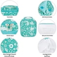 thumbnail image 4 of Teal Floral Motif Water Resistant Zipper Closure Insulated Soft Cooler Lunch Bag, 4 of 6