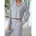 thumbnail image 7 of ebukurty Pajama Sets for Women 2 Piece V-neck Long Sleeve Gray Sleepwear for Autumn and Winter, Sizes S/L-XL, 7 of 7