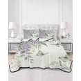 thumbnail image 2 of Quilts Queen Size Bedding Set, Spring Lavender Reversible Summer Quilt 3 Pieces, Garden Botanical Leaves Butterflies Lightweight Bedspreads Coverlets with 2 Pillow Shams for All Seasons, 2 of 5