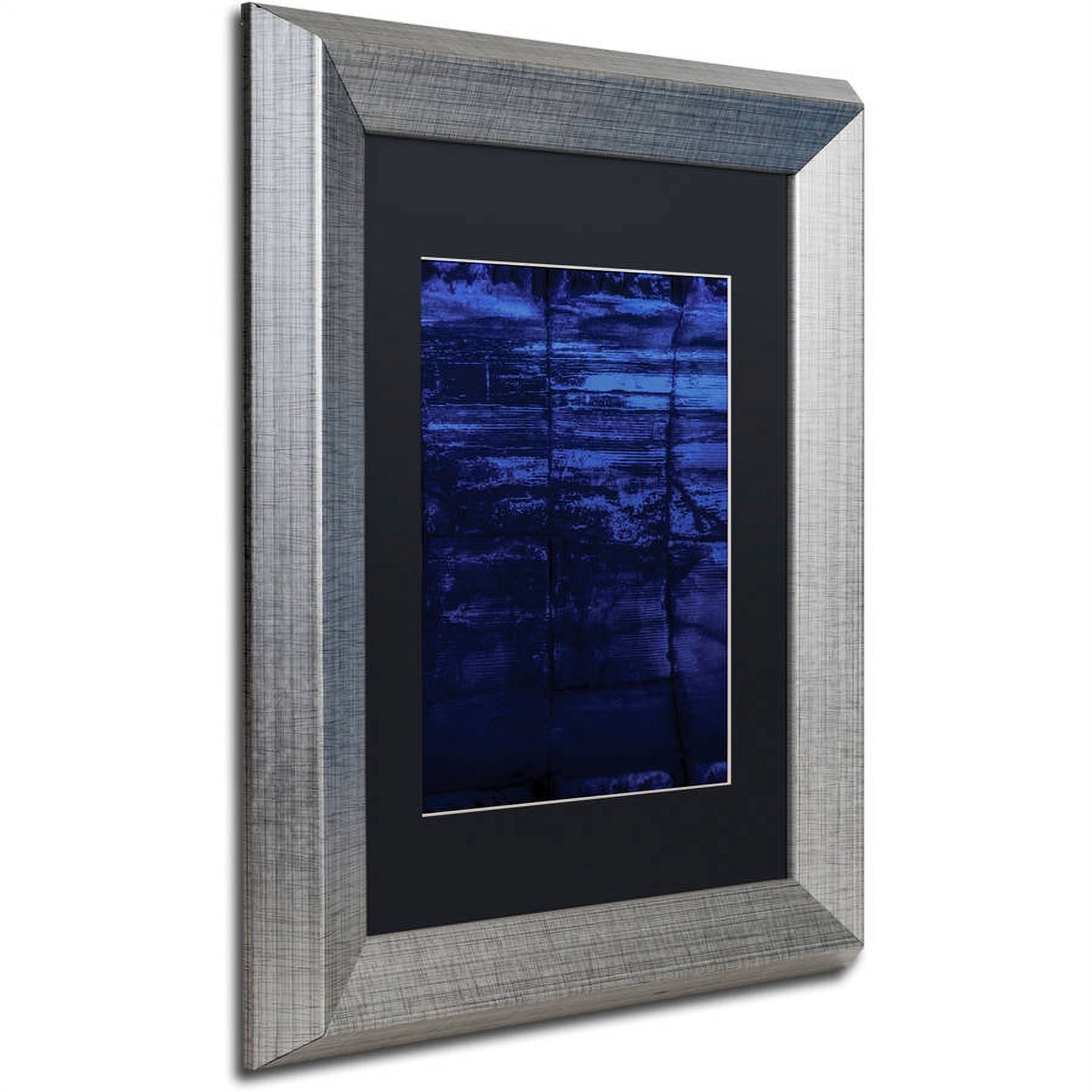 Trademark Fine Art "Blocks of Blue" Canvas Art by Claire Doherty, Black Matte, Silver Frame