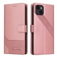 thumbnail image 3 of Wallet Phone Case for Apple iPhone 13 6.1-inch,Shockproof Leather Magnetic Folio Flip Kickstand Credit Card Slots Cash Pocket Protective Cover For iPhone 13,Rosegold, 3 of 12