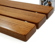 Clevr 20 Teak Modern Folding Shower Seat Bench Dark Wood Medical Wall Mount