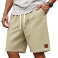 thumbnail image 2 of GrmtClth Mens Shorts Casual Elastic Waist Loose Fit Sweat Shorts Summer Athletic Texture Shorts Beach Running Shorts with Pockets Khaki M, 2 of 7