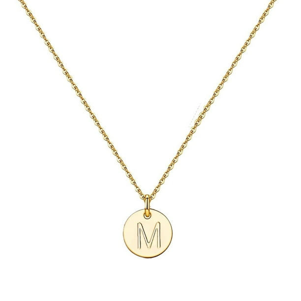 Collar Con Letra M Color Dorado Cadena Ajustable para Mujeres Y Niñas