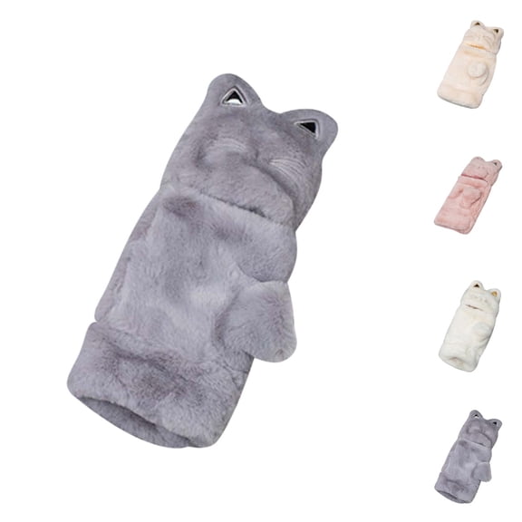 Bmisegm Boys Girls Knitted Gloves Wool Thickened Windproof Cute Cartoon Students Cold Weather Mittens Grey