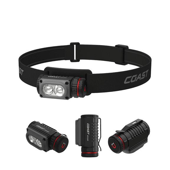 Coast WPH20R 2000 Lumen Rechargeable LED Headlamp with Clip and Magnetic End Cap, IP67 Waterproof