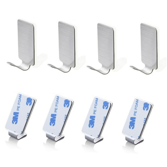 Ganchos autoadhesivos Ganchos de acero inoxidable de 8 piezas Impermeable a prueba de herrumbre---- BANYUO Electrónica