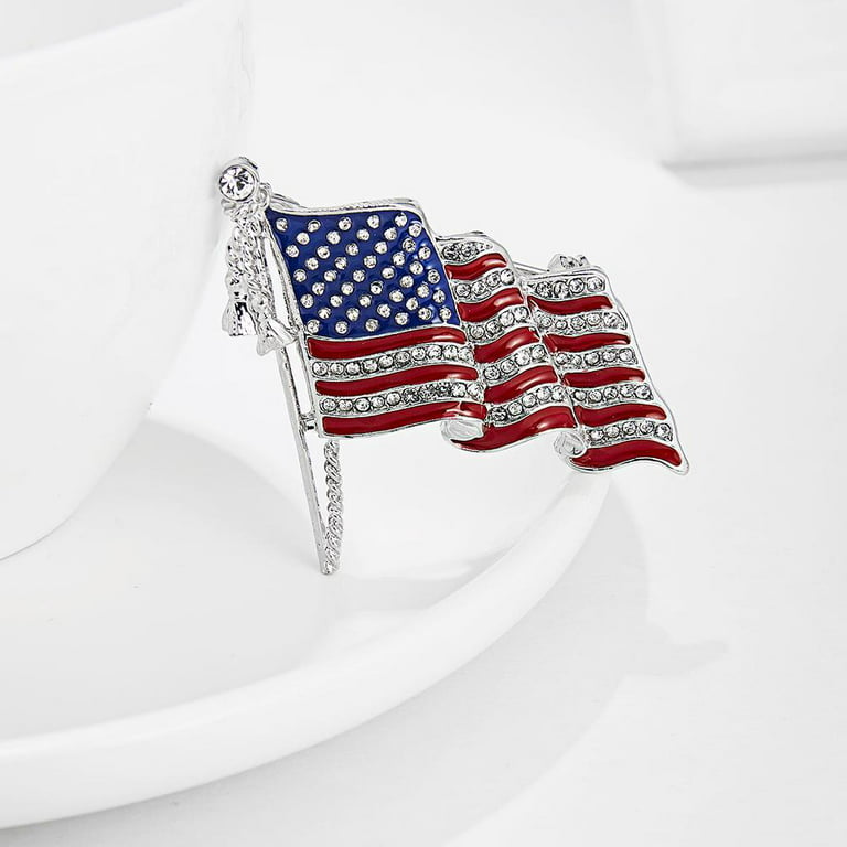  COREXISLY 2 Piece Crystal American Flag Pin USA Brooch Pins For  Beauty Fashion Patriotic Medal US Lapel Either Male Or Female: Clothing,  Shoes & Jewelry