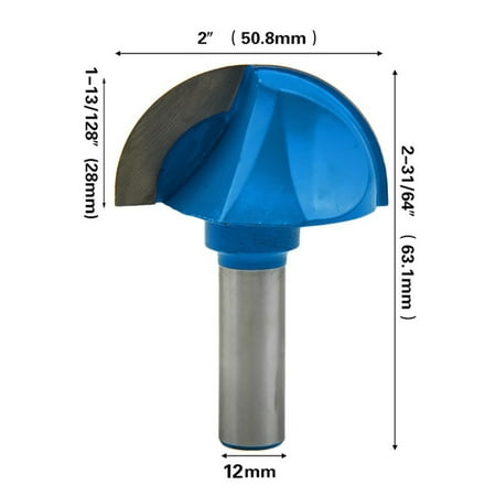 

12mm Shank Woodworking Round Nose Cove Core Box Router Bit 2\ Dia Cutter Tools