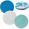 thumbnail image 1 of Cotton Thread Weave Hot Pads Kitchen Potholders Set 3 Pieces, 1 of 4