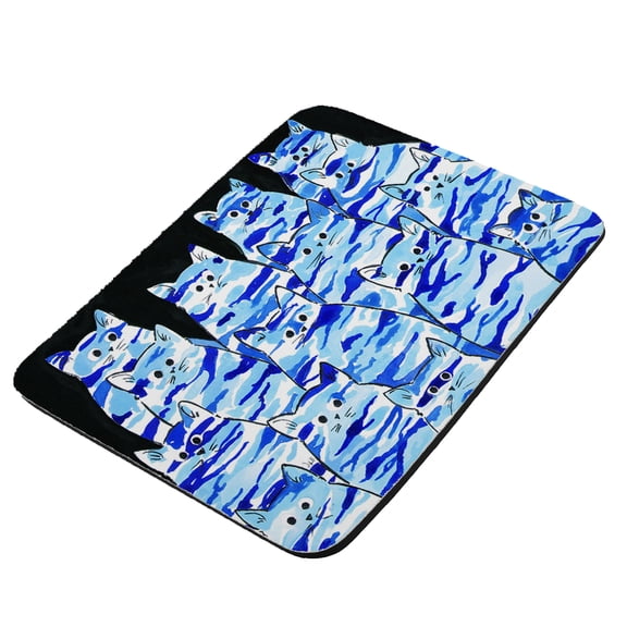 Blue Camo Camouflage Kitties Abstract Cat Art by Denise Every - KuzmarK Mousepad / Hot Pad / Trivet