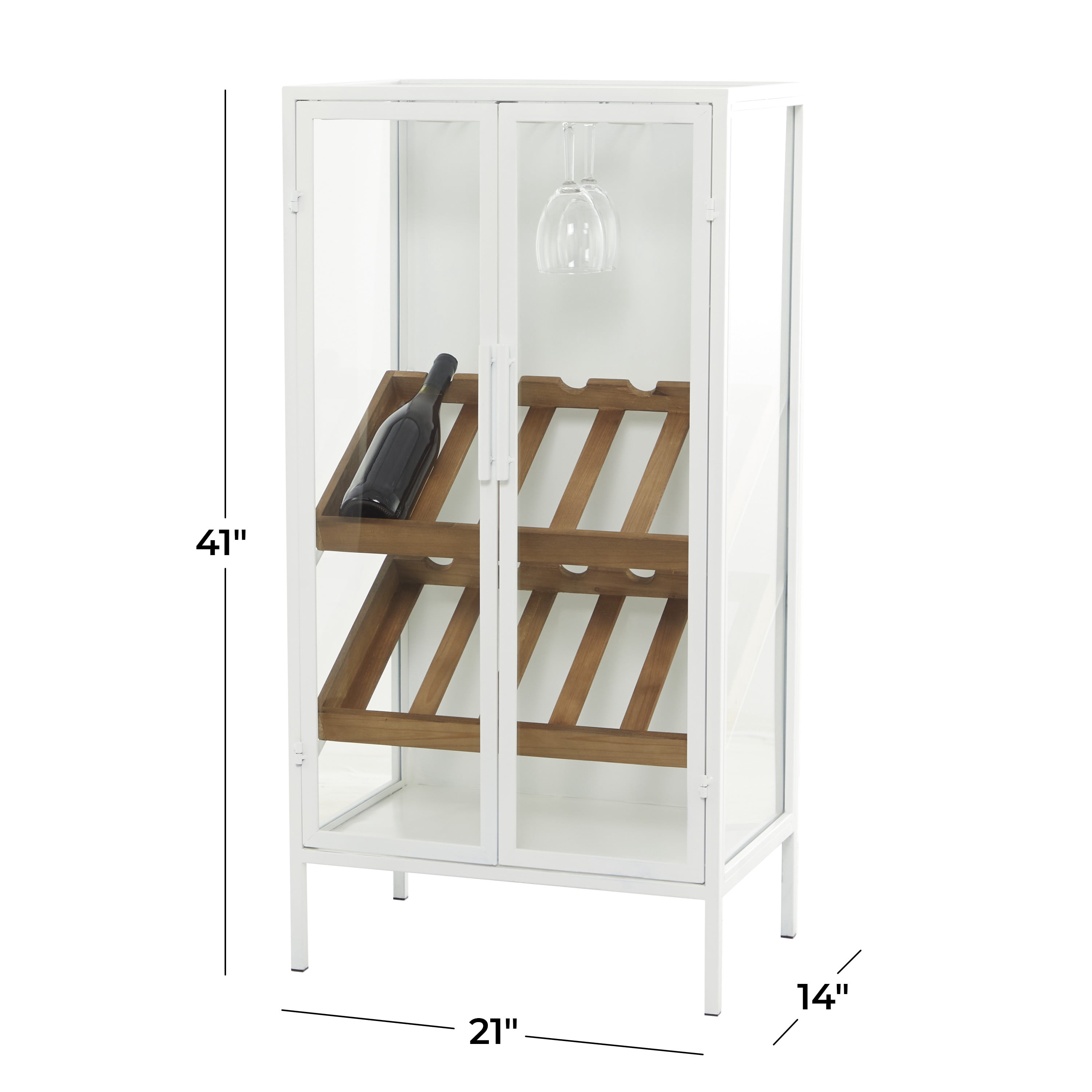 DecMode 21" x 41" White Metal Standing Wine Rack, 1-Piece
