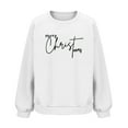 thumbnail image 6 of Xdegoge Ugly Sweatshirt Christmas Women Waffle-Knit Crew Neck Long Sleeve Tops Xmas Letter Print Shirts Fashion Plus Size Christmas Holiday Tops for Women Dressy, White M, 6 of 6