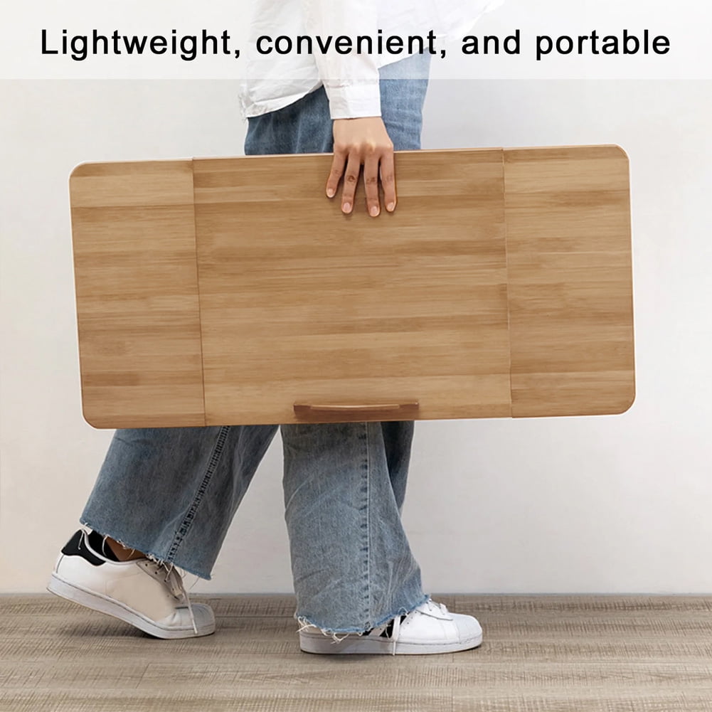 Portable Foldable Laptop Desk for Bed, Adjustable Bamboo Laptop Desk Table for Bed or Sofa, Multi-Functional Floor Desk for Working, Reading, Writing