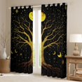 thumbnail image 2 of Homewish Boho Tree of Life Blackout Curtains, Moon Stars Sun Curtains Pack of 2 (42x84 Each), Gold Black, 2 of 5