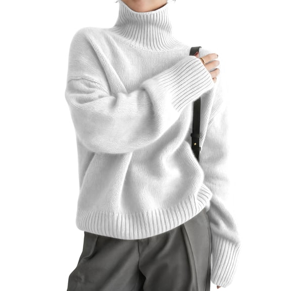 Women's Turtleneck Sweater, Long Sleeve Knit Pullover with Soft Warm Design for Winter