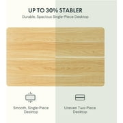FitStand 48x24 Whole-Piece Desktop Height Adjustable Standing Desk White and Maple Ergonomic Home Office Computer Desk with 2 Hooks